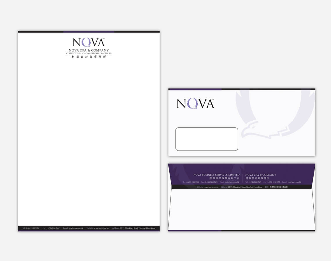 NOVA Business Services Ltd. Letterhead and Envelope